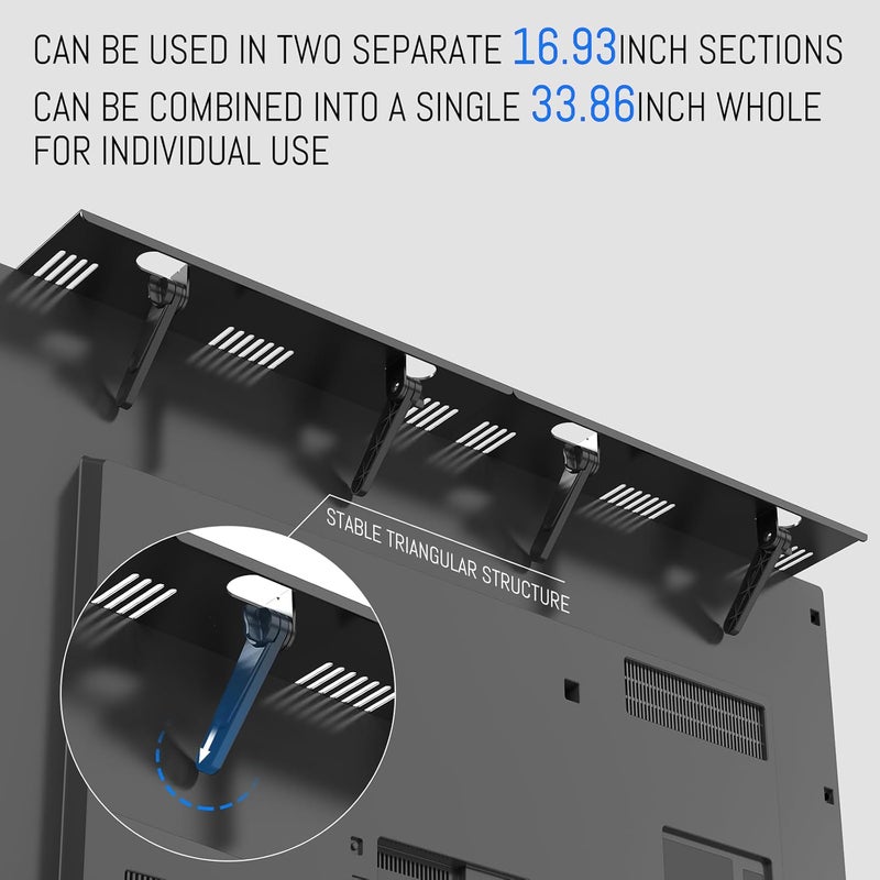 CABTE Adjustable Steel TV Top Shelf, Soundbar Mount, Universal Monitor Shelf for Soundbar, Game Console, Cable Box, Router Shelves and Home Accessories (No Storage Boxes, 2PCS) - Image 4